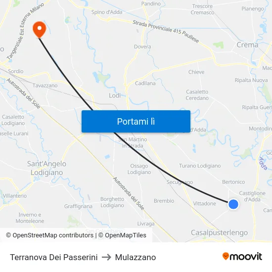 Terranova Dei Passerini to Mulazzano map