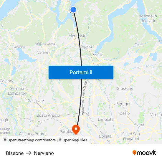 Bissone to Nerviano map