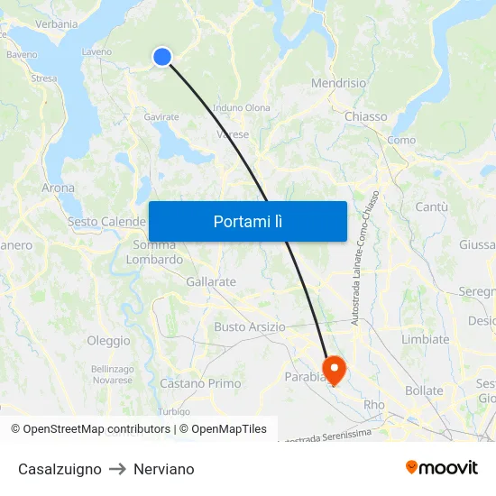 Casalzuigno to Nerviano map