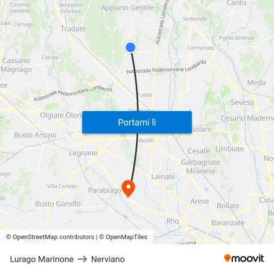 Lurago Marinone to Nerviano map