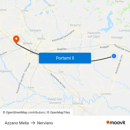 Azzano Mella to Nerviano map