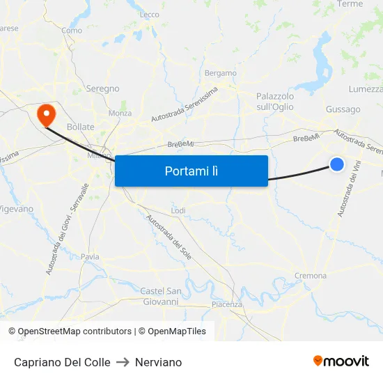 Capriano Del Colle to Nerviano map