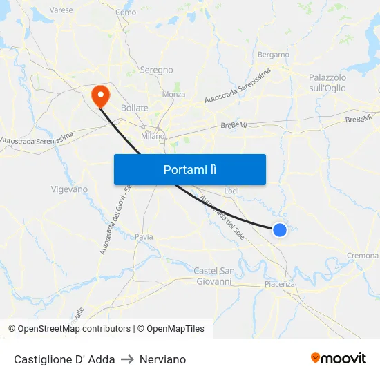 Castiglione D' Adda to Nerviano map