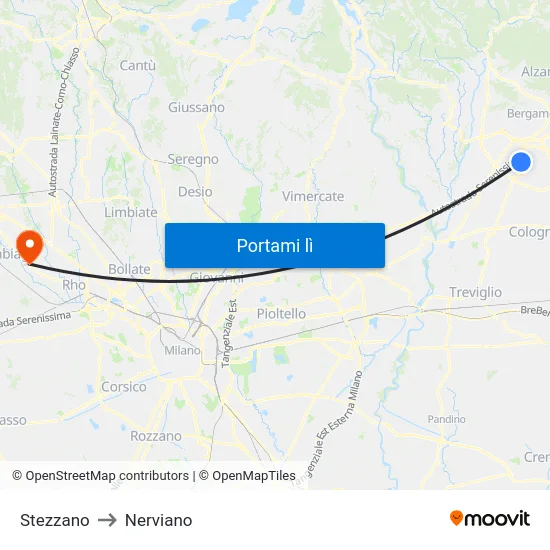 Stezzano to Nerviano map