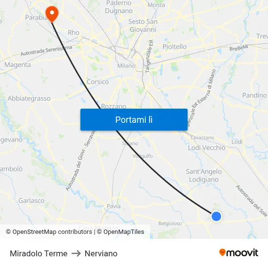 Miradolo Terme to Nerviano map