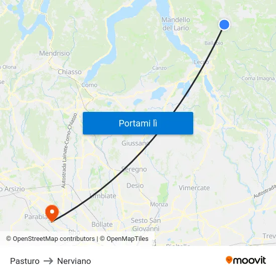 Pasturo to Nerviano map