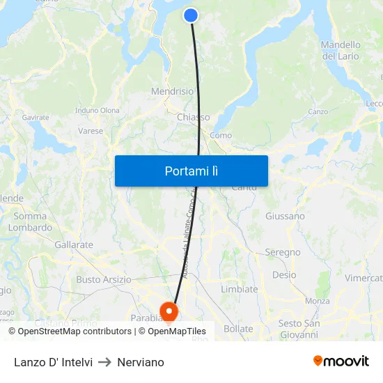 Lanzo D' Intelvi to Nerviano map