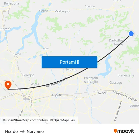Niardo to Nerviano map