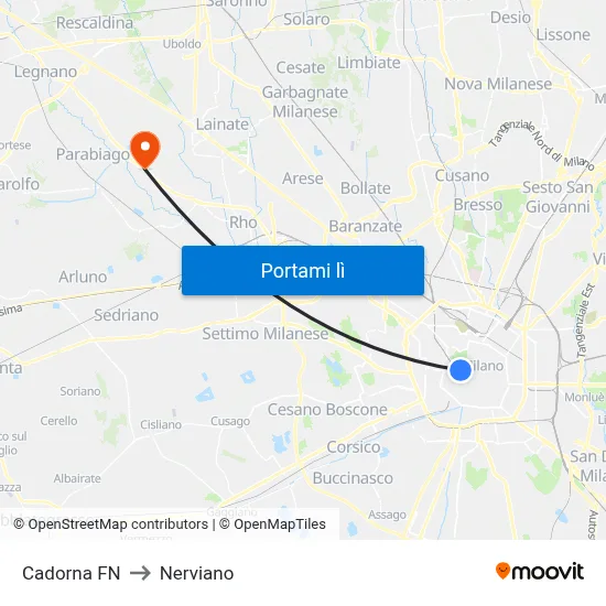 Cadorna FN to Nerviano map