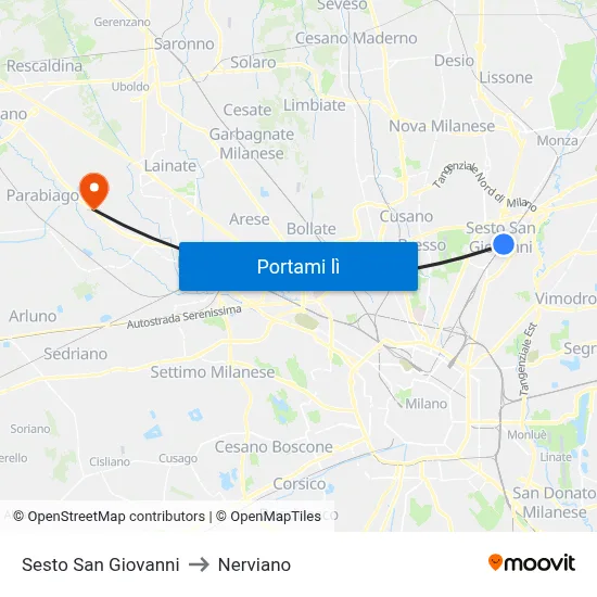 Sesto San Giovanni to Nerviano map