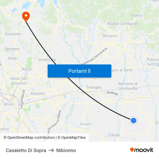 Casaletto Di Sopra to Nibionno map