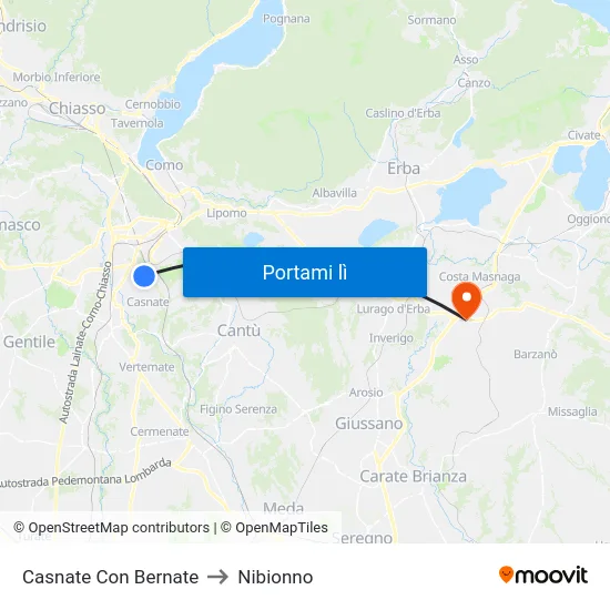 Casnate Con Bernate to Nibionno map