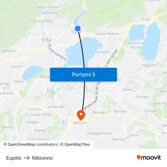 Eupilio to Nibionno map