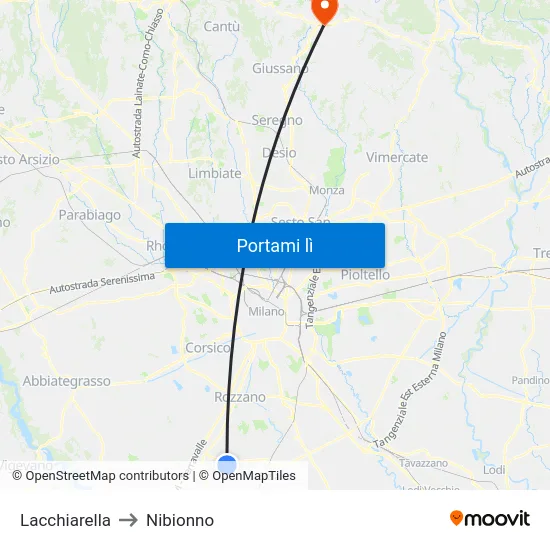 Lacchiarella to Nibionno map