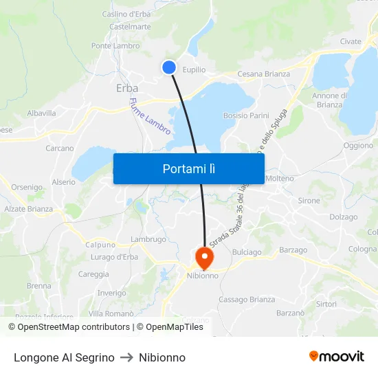 Longone Al Segrino to Nibionno map