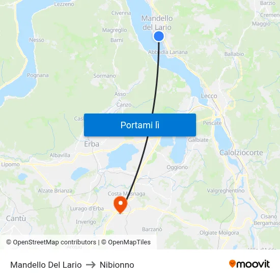 Mandello Del Lario to Nibionno map