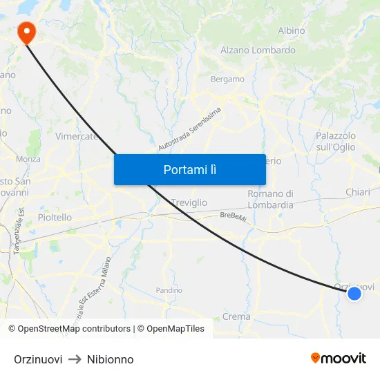 Orzinuovi to Nibionno map