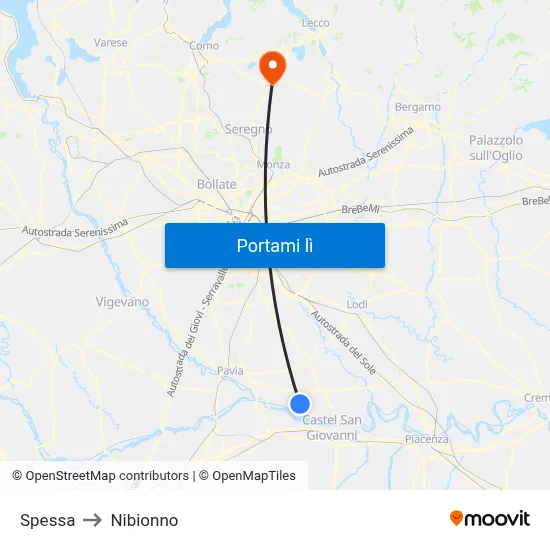 Spessa to Nibionno map