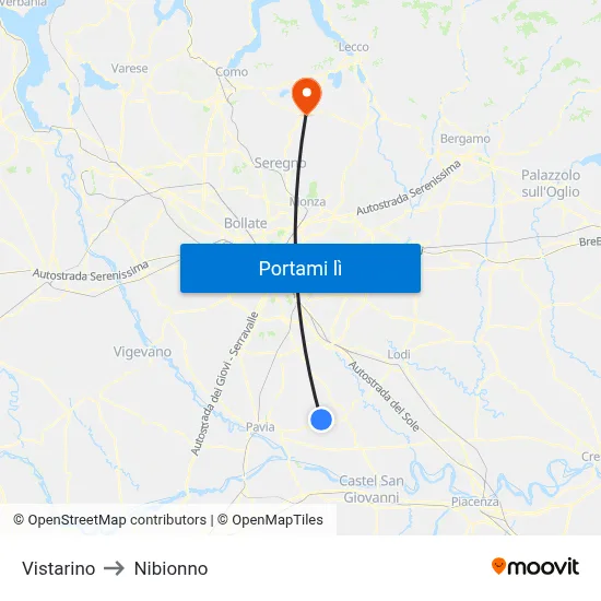 Vistarino to Nibionno map