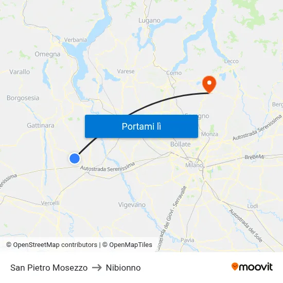 San Pietro Mosezzo to Nibionno map