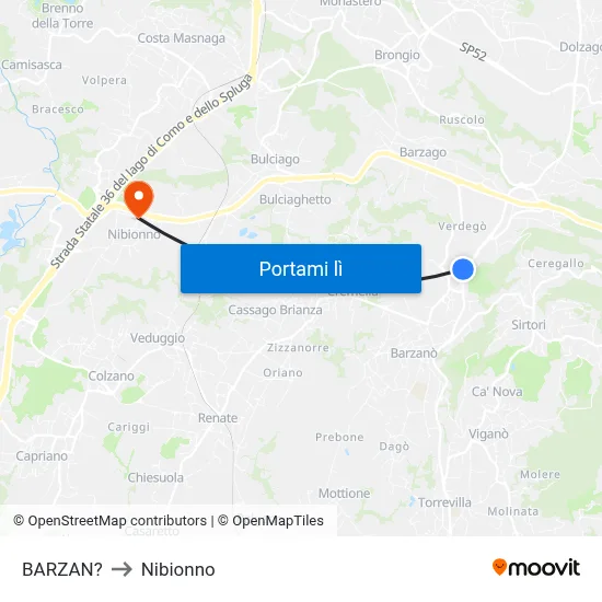 BARZAN? to Nibionno map
