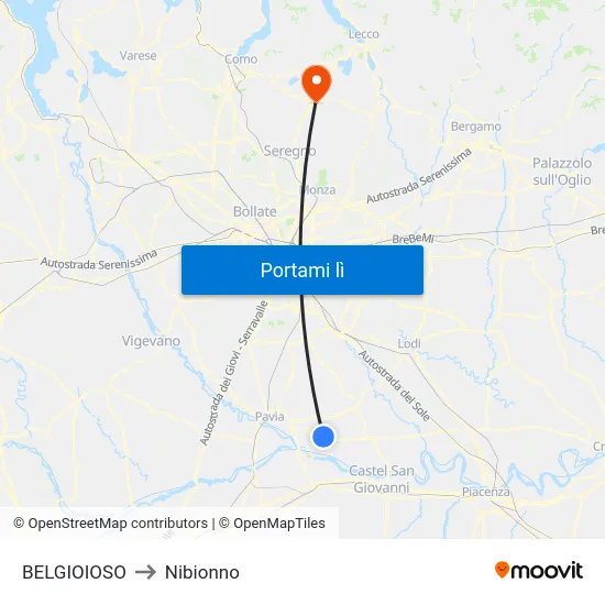 BELGIOIOSO to Nibionno map