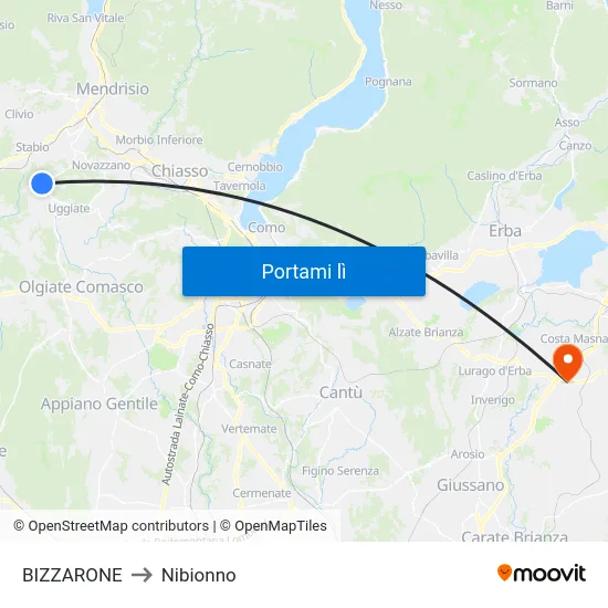 BIZZARONE to Nibionno map