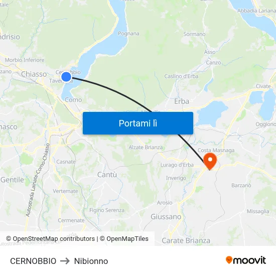 CERNOBBIO to Nibionno map