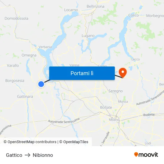 Gattico to Nibionno map