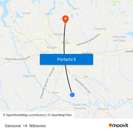 Genzone to Nibionno map