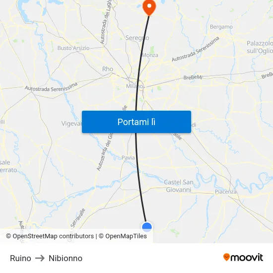 Ruino to Nibionno map