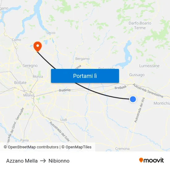 Azzano Mella to Nibionno map