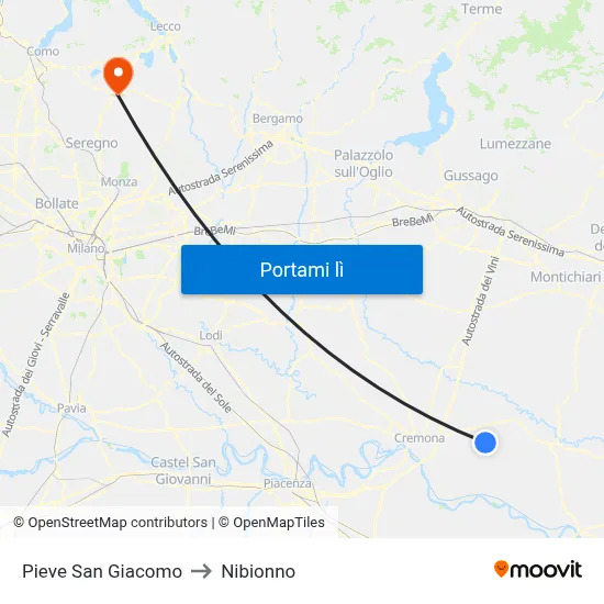 Pieve San Giacomo to Nibionno map
