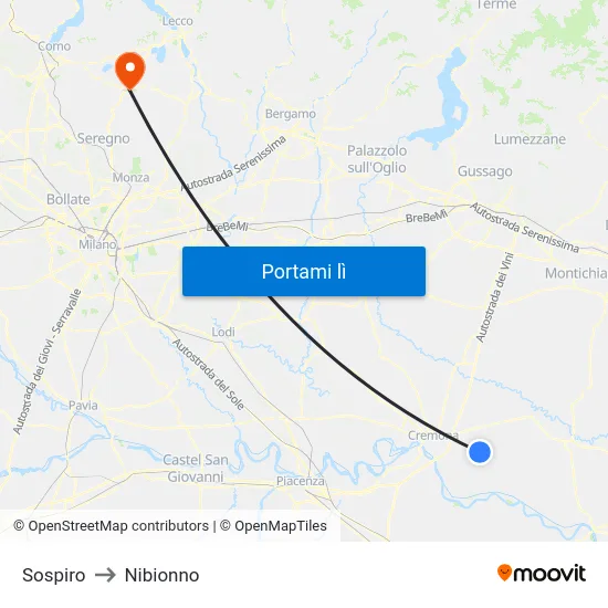 Sospiro to Nibionno map