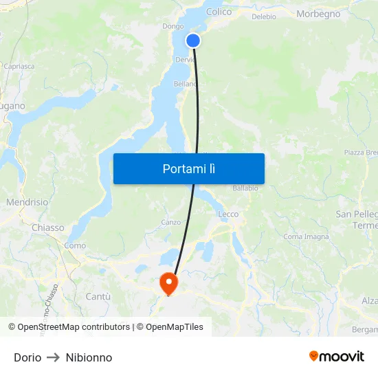 Dorio to Nibionno map