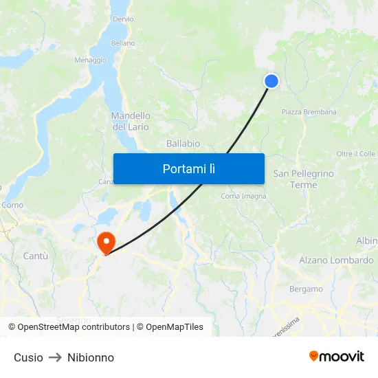 Cusio to Nibionno map