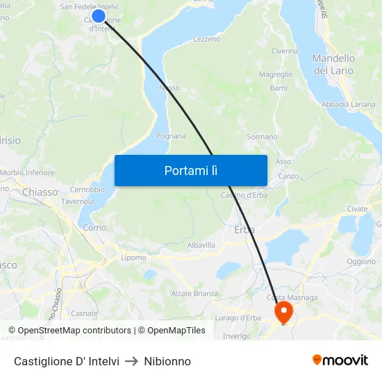 Castiglione D' Intelvi to Nibionno map