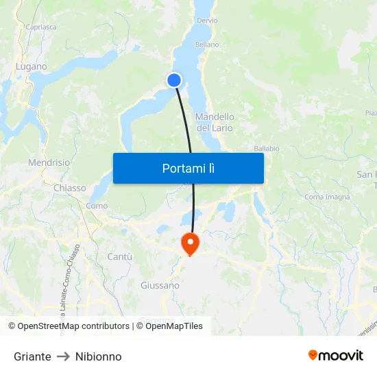 Griante to Nibionno map