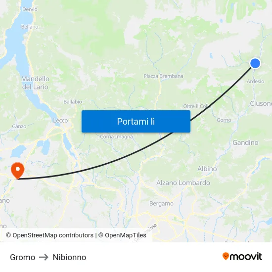 Gromo to Nibionno map