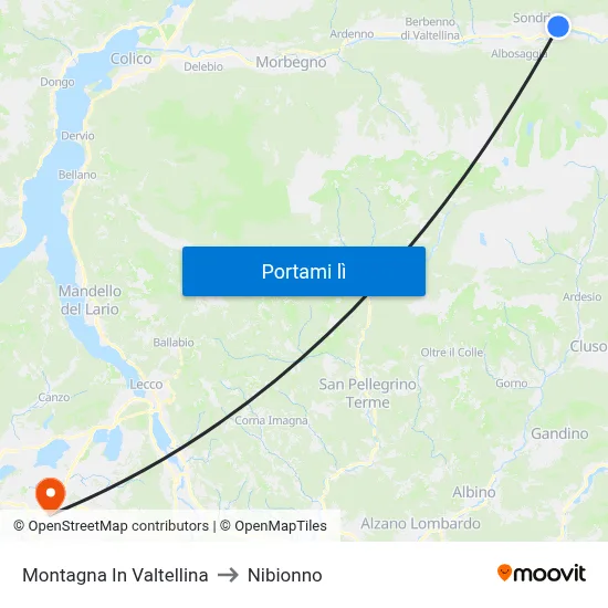 Montagna In Valtellina to Nibionno map