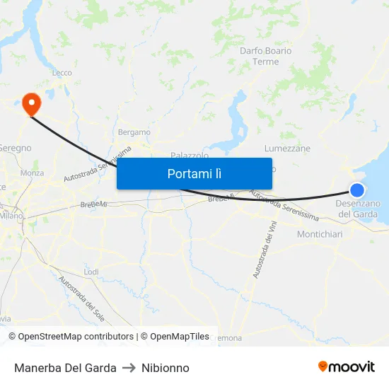Manerba Del Garda to Nibionno map