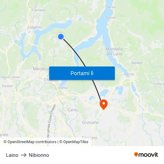 Laino to Nibionno map