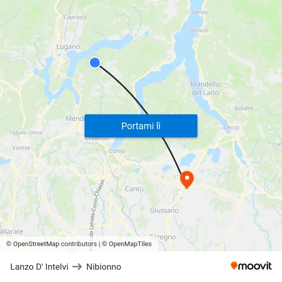 Lanzo D' Intelvi to Nibionno map