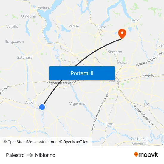 Palestro to Nibionno map