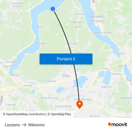 Lezzeno to Nibionno map
