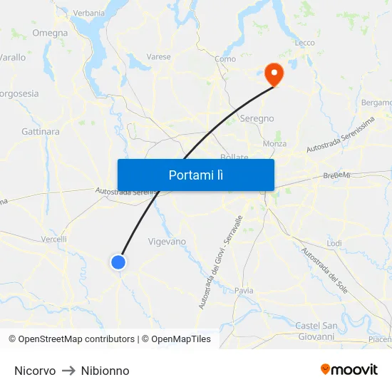 Nicorvo to Nibionno map