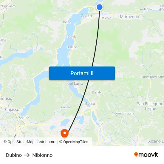 Dubino to Nibionno map