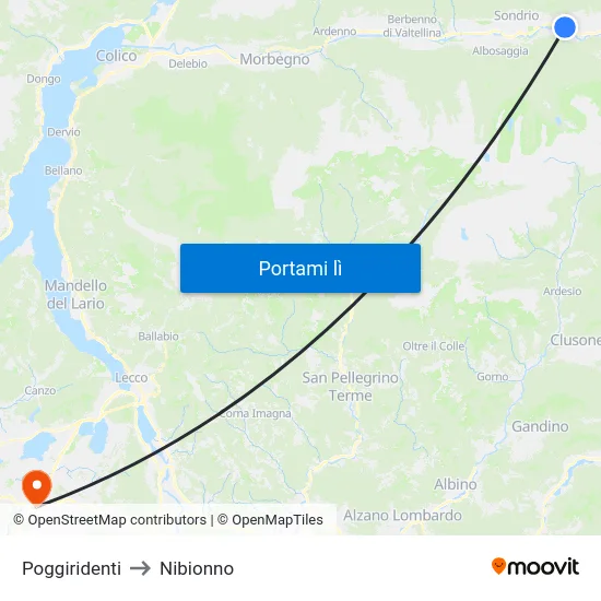 Poggiridenti to Nibionno map