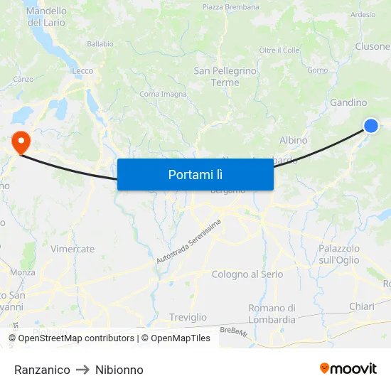 Ranzanico to Nibionno map