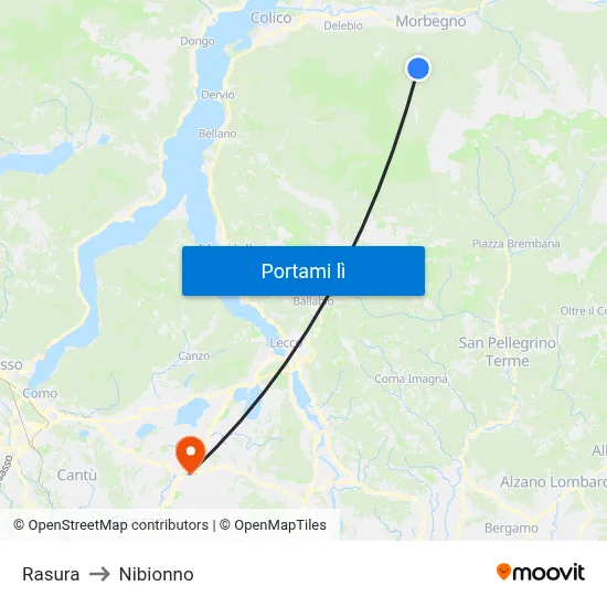 Rasura to Nibionno map